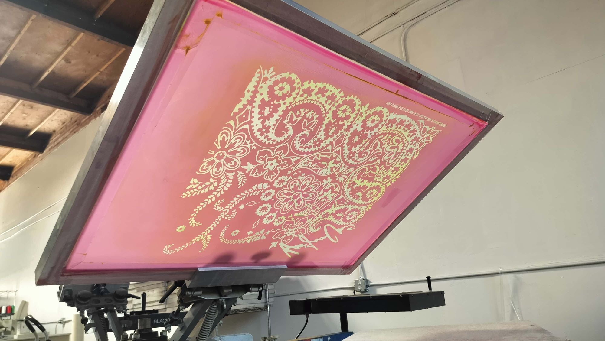Silk screen printing press at DARTMAR